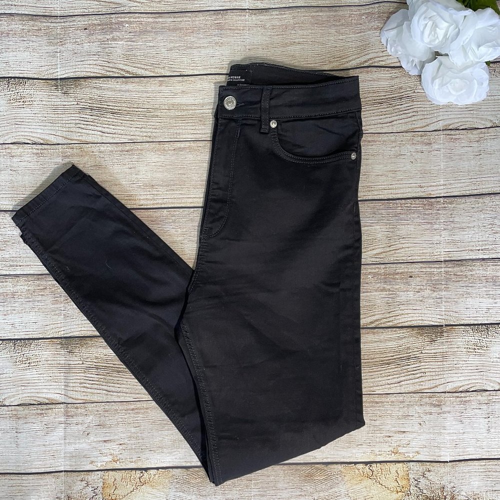 Women's Zara Woman Premium Denim Collection Black Skinny Jeans Size 6 EUC